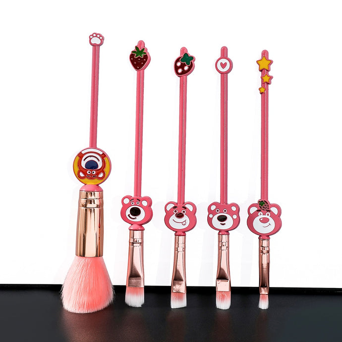 5pcs Pink Bear Makeup Brushes